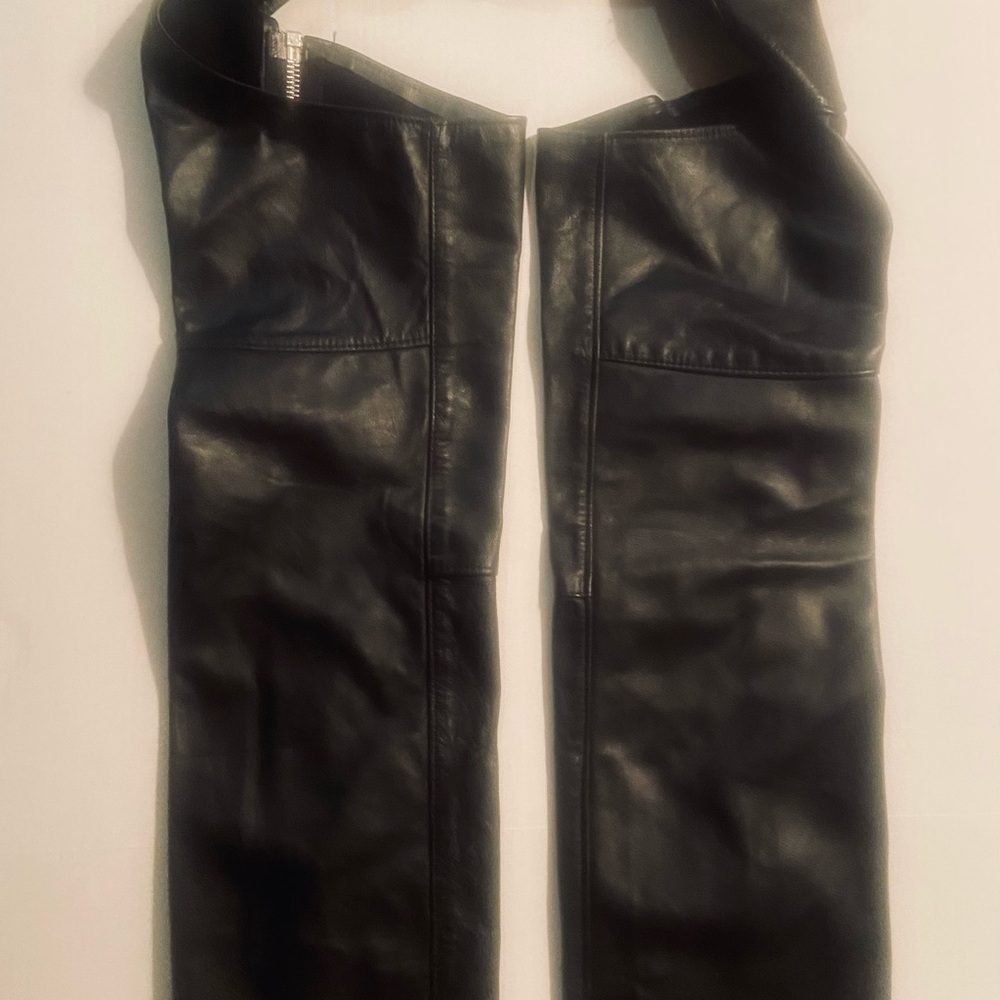 Universal‎ Rider Motorcycle Black Leather Chaps Size XS